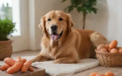 Un suave recuperador de oro con una sutil sonrisa