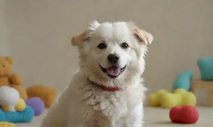 Un perro blanco con un abrigo rizado