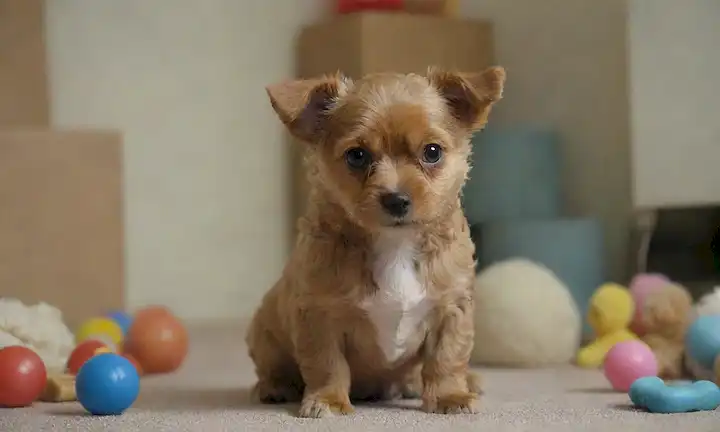 Un perro pequeño con una robusta construcción y cara arrugada