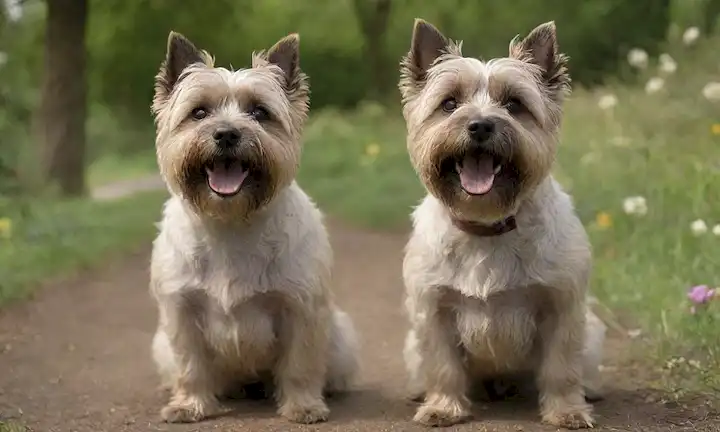 Un Cairn feliz Terrier crianza perro con un grueso