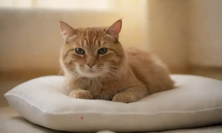 Un gato tranquilo acostado en un cojín suave