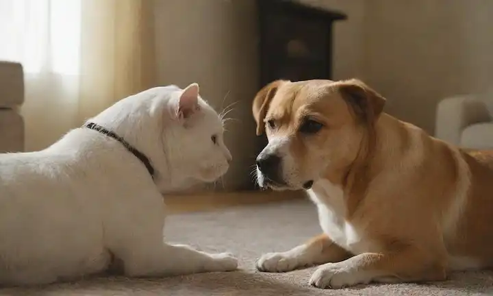 2 perros, 1 gato, ambiente tranquilo, interacciones suaves, no agresión, ambiente seguro, exposición gradual, atención al lenguaje corporal, respeto mutuo, momentos de construcción de confianza, manejo cuidadoso