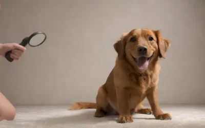 Un perro con pulgas saltando de su piel