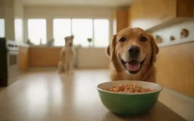 perros felices comiendo de un tazón