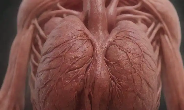 ilustración 3D, cuerpo de gatos, vista interna, vasos sanguíneos, arterias, venas, cámara del corazón, sangre oxigenada, sangre desoxigenada, circulación pulmonar, circulación sistémica