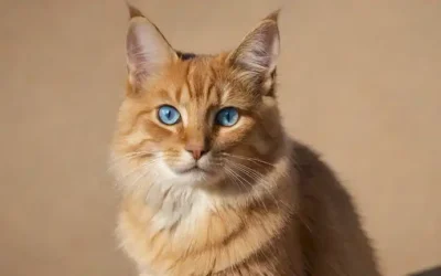 un gato somalí con ojos azules llamativos