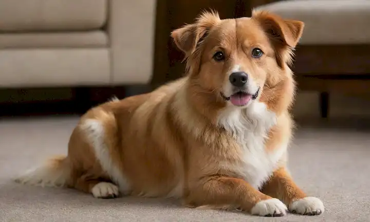 Un perro suave de tamaño mediano con un grueso doble abrigo, una cola corta y orejas floppy Pelaje ondulado o recto en varios tonos de naranja, amarillo, blanco, negro o rojo, con cejas y silbidos distintivos Ojos suaves y tranquilos con una expresión de alerta Extremidades fuertes y patas con dedos de los paños web