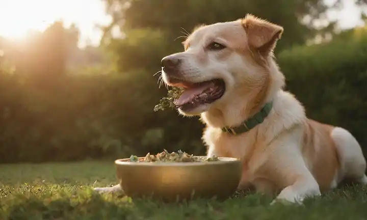 3D renderizado de un perro feliz con piel de oro