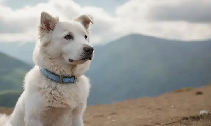 Un perro blanco con orejas rizadas y una expresión dulce