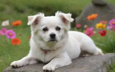 Un pequeño perro blanco con una cara plana y larga