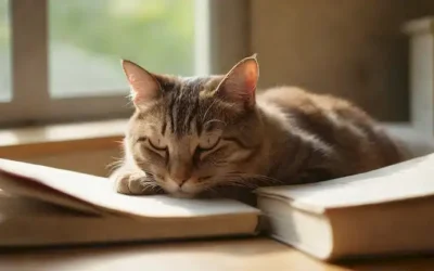 Un gato se encogió en un cojín suave