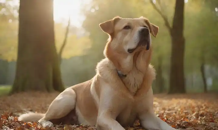 Un perro sentado tranquilamente
