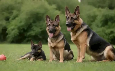 3-4 perros de diferentes edades y razas