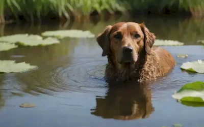 Un perro marrón con piel rizada