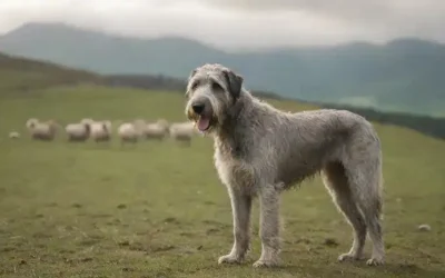 un suave Wolfhound irlandés con un abrigo ondulado