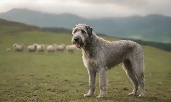 un suave Wolfhound irlandés con un abrigo ondulado