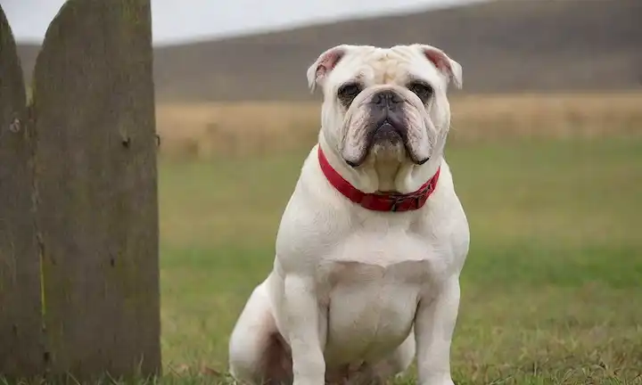 Un bulldog tranquilo y suave con una cara arrugada