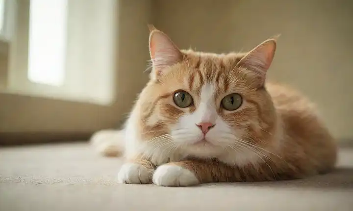 Un gato suave y peludo con una barriga redonda