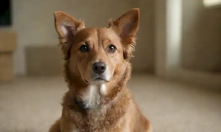Un perro curly-haired con una robusta construcción