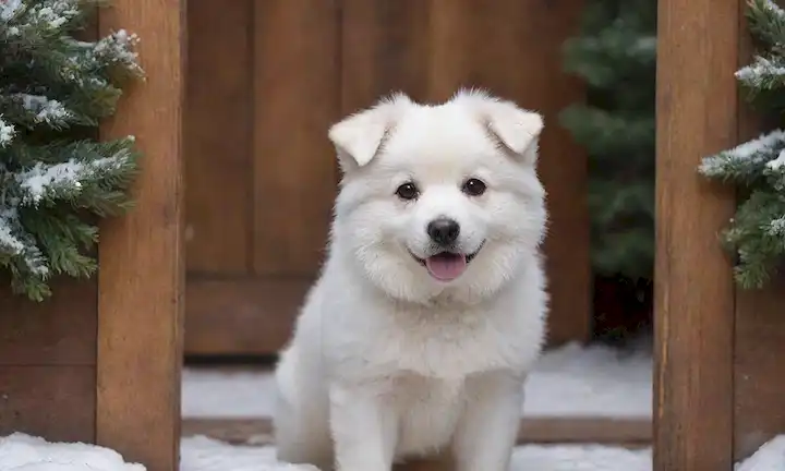 Un perro blanco con cara de zorro