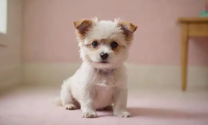 Perro blanco fluido con pelo rizado