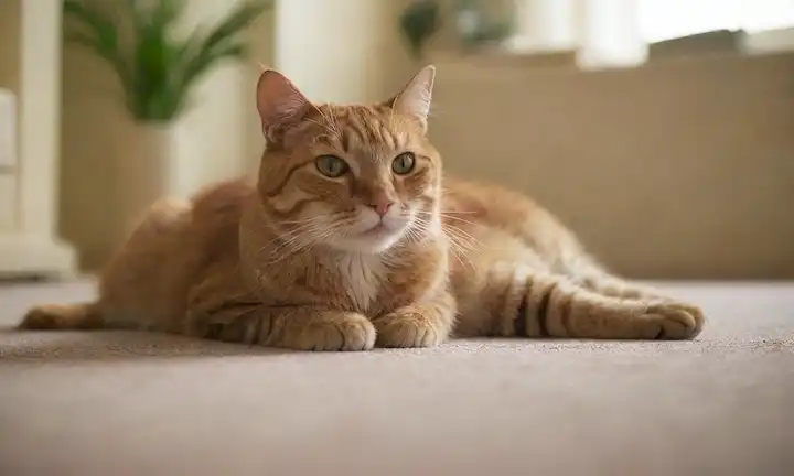 Una felina que se encuentra cómodamente sobre una superficie suave