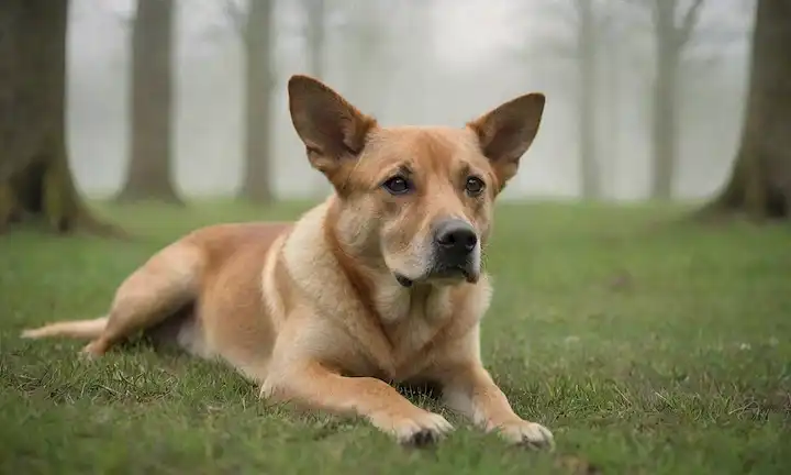 Un perro tranquilo con una expresión suave