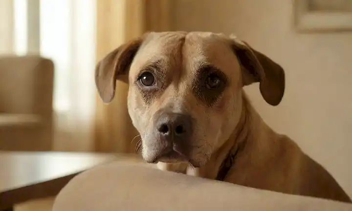una cara de perros con una expresión preocupada