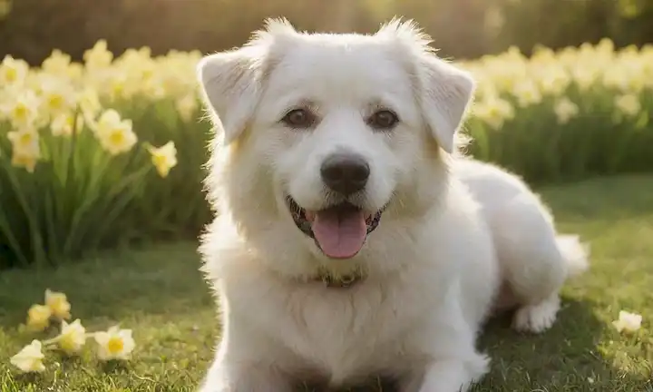 Un perro blanco suave y suave con una barba y cejas boscosas distintivas